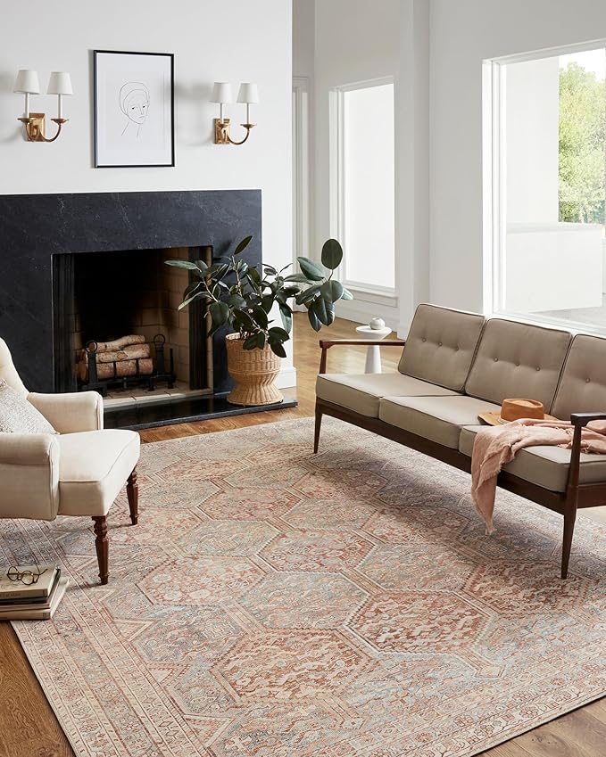 Loloi Chris Loves Julia Jules Collection JUL-04 Tangerine/Mist 9'-6" x 14', .13" Pile Height, Area Rug