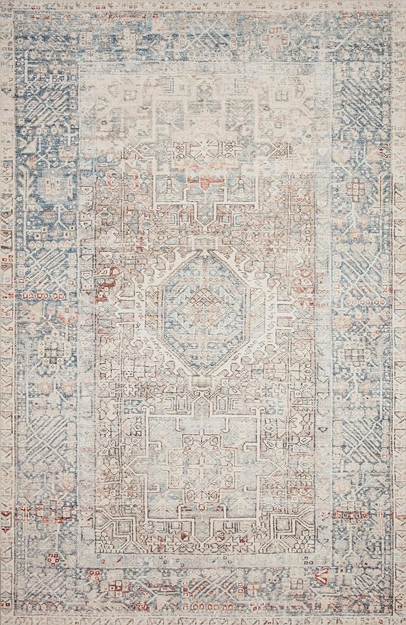 Loloi Chris Loves Julia Jules Collection JUL-07 Natural/Ocean 2'-3'' x 3'-9'', .13" Pile Height, Accent Rug