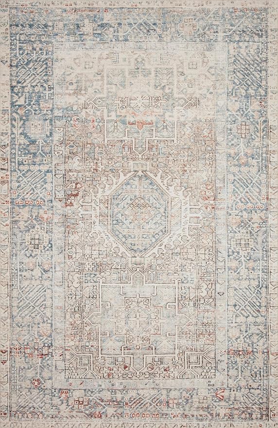 Loloi Chris Loves Julia Jules Collection JUL-07 Natural/Ocean 8'-6'' x 11'-6'', .13" Pile Height, Area Rug