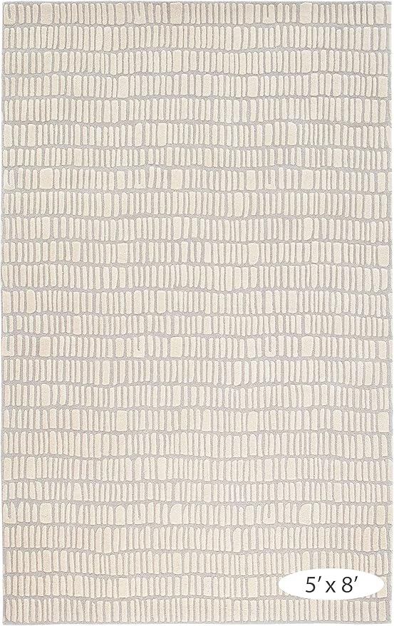Dash & Albert Roark Ivory Hand Tufted Wool Rug, 2.5 X 8 Feet, Grey/Ivory Geometric Pattern