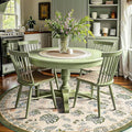 jinchan Elora 7ft Floral Round Rug for Dining Room Washable Living Room Rug Vintage Romance Design Non Slip Indoor Floor Cover Lightweight Low-Profile Throw Carpet for Bedroom Porch Patio, Green/Beige