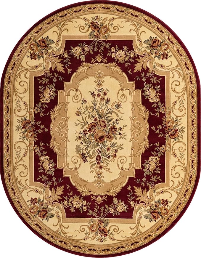 Rugs.com Chateau Collection Rug - 8' x 10' Oval Red Medium Pile Rug