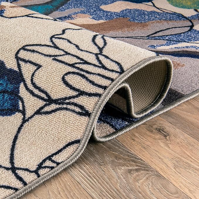 Rugshop Cream Bright Flowers Non Slip Non-Shedding Runner Rug for Hallway, Kitchen and Entryway, 2'7" x 6'
