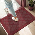 COSY HOMEER Non-Slip Door Mat 24"x36", Entryway Rugs Low Profile Absorbent Dirt Trapper Doormat for Front Entrance, Washable Polypropylene Entry Mat (Red)