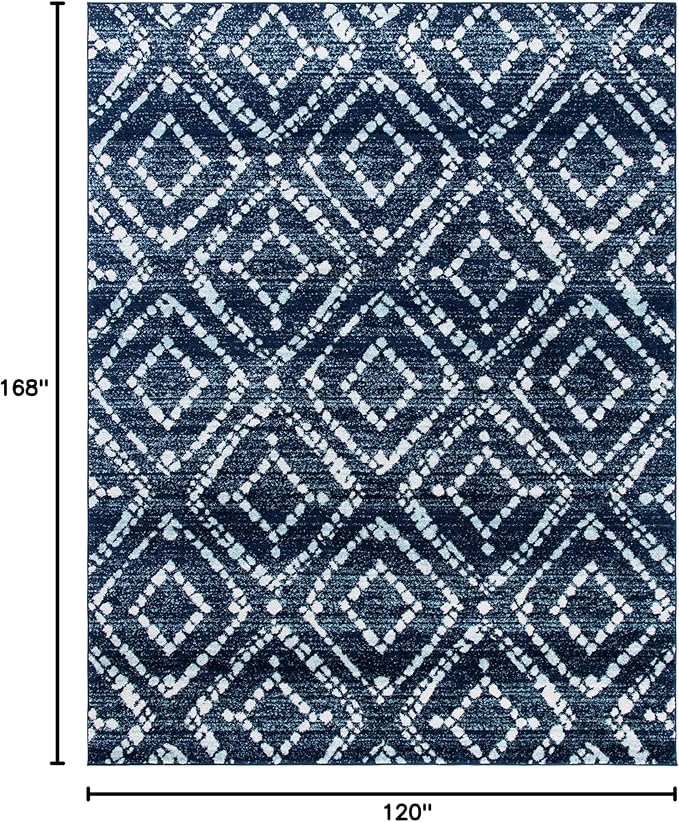 SAFAVIEH Adirondack Collection Area Rug - 10' x 14', Navy & Ivory, Modern Diamond Distressed Design, Non-Shedding & Easy Care, Ideal for High Traffic Areas in Living Room, Bedroom (ADR131N)