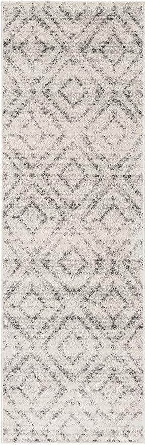SAFAVIEH Adirondack Collection Runner Rug - 2'6" x 14', Light Grey & Grey, Modern Diamond Distressed Design, Non-Shedding & Easy Care, Ideal for High Traffic Areas in Living Room, Bedroom (ADR131C)