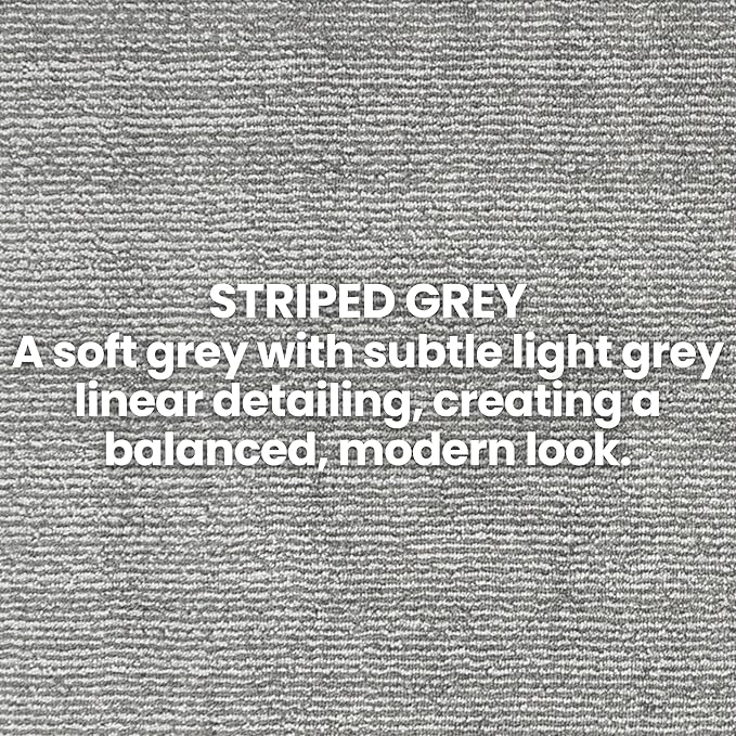 25ft Custom Size Runner Rug by The Foot for Long Hallways - Striped Grey | Non-Slip & Washable | No-Fray Edge Finished