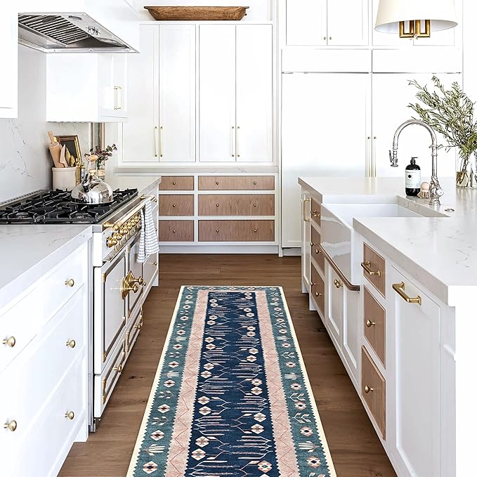 Washable Area Rug. Modern Farmhouse. Vintage. Turkish. Bohemian. Distressed. Oriental. Traditional. Rugs for Living Room. Dining. Bedroom. Office. Entryway. Foyer. (862CN, 2'5" x 6'5")