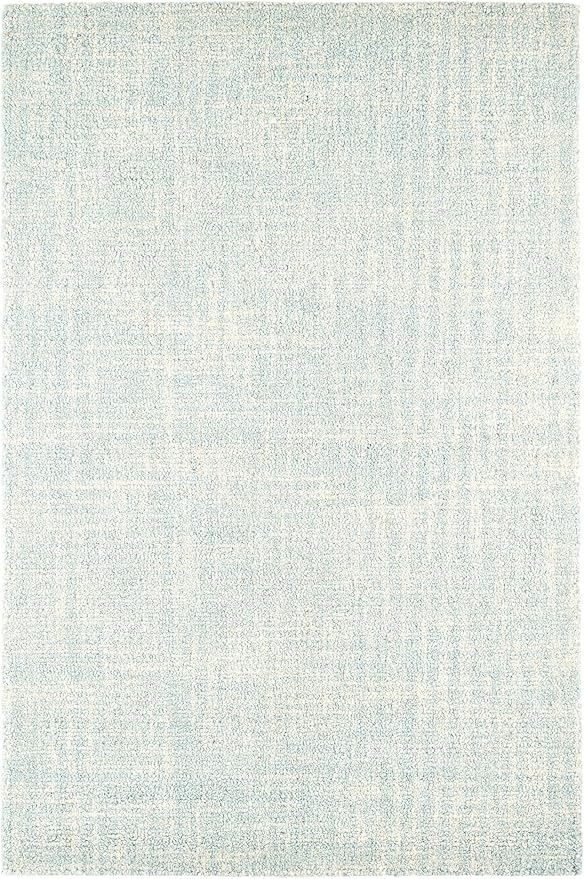 Dash and Albert Crosshatch Wool Area Rug - 4' x 6' Sky Blue Solid Hand Micro Hooked Accent Rug - Durable, High Traffic Areas Bedroom, Hallway, Stairs - Premium Luxury Hotel Quality Soft Breathable