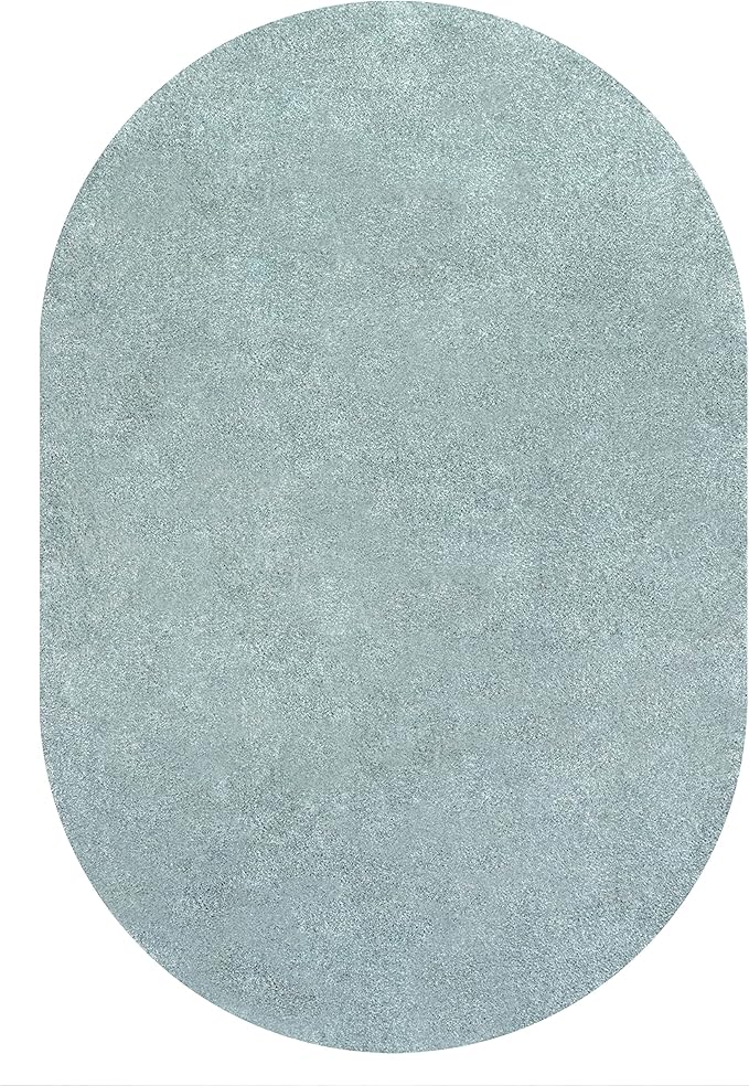 Eyely UES100S-5OV Supersoft Haze Solid Low-Pile Indoor Area Rug, Coastal, Bohemian, Minimalist, Classic, Casual for Bedroom,Kitchen,Living Room,Non Shedding,Easy-Washing, Blue, 5 X 8 Oval