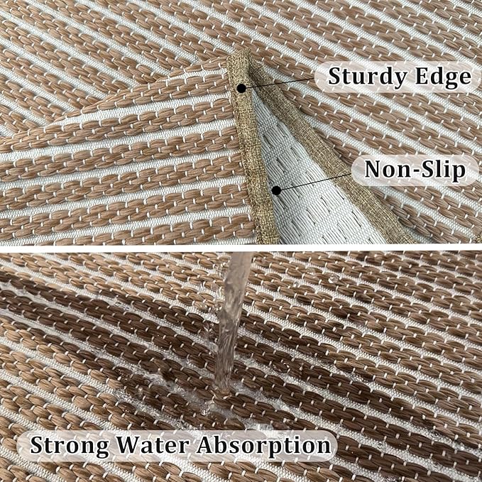 Small Bathroom Rugs,18"x30" Non Slip Brown Braided Bath Mat for Bathroom Floor,Washable Luxury Bath Rug for Tub Soft Boho Absorbent Shower Mat
