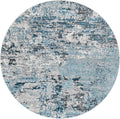 Rugs.com Leipzig Collection Rug – 5 Ft Round Blue Low-Pile Rug Perfect for Kitchens, Dining Rooms