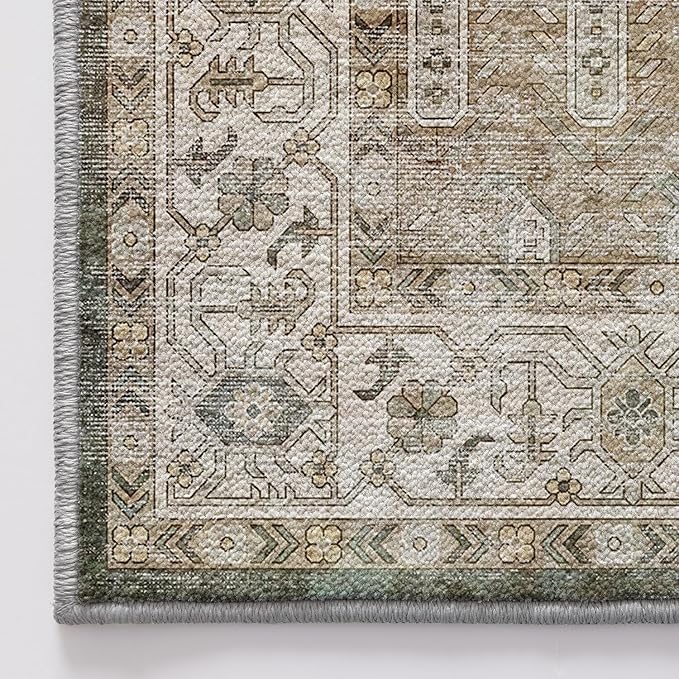 LUMI 4x6 Washable Area Rug for Living Room, Ultra Soft Traditional Vintage Rugs Non Slip with Rubber Backing, Low Profile, High Traffic, Stain Resistant Carpets, Ideal for Bedroom, Dining Room, Indoor