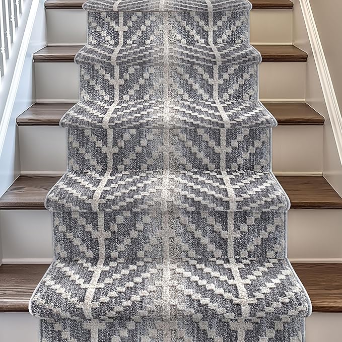 Well Woven Custom Size Hallway & Stair Runner- Harlow Rhodes Grey 27 Inches Wide x 24 Feet Long Runner (27" x 24') Runner Rug - Contemporary Design, Ultra-Soft, Easy-Clean