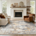 Bavni 9x12 Area Rugs Machine Washable Rug for Living Room, Modern Printed Rug Indoor Soft Area Rug for Bedroom Dining Room, Ultra-Thin Low Pile Carpet with Non Slip Rubber Backing, Ocher Gray