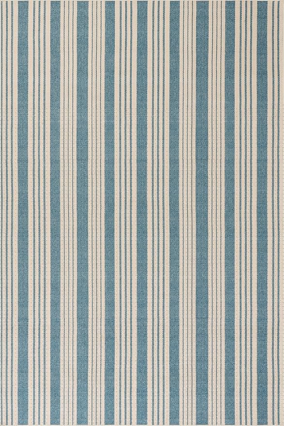 Dash & Albert Talos Blue Machine Washable Rug, 2 X 3 Feet, Blue/Ivory Stripe Pattern