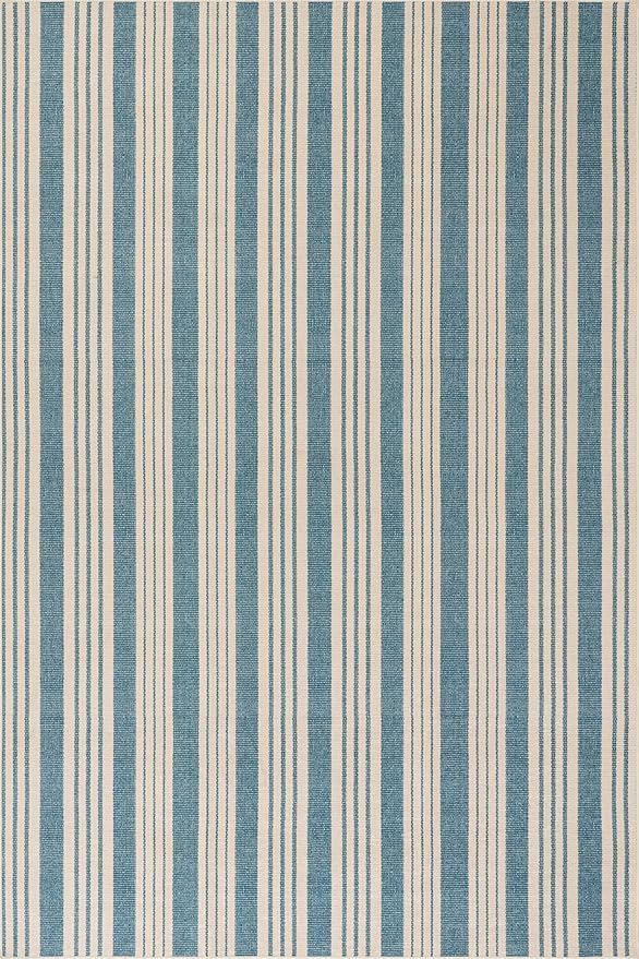 Dash & Albert Talos Blue Machine Washable Rug, Runner-2.5 X 8 Feet, Blue/Ivory Stripe Pattern