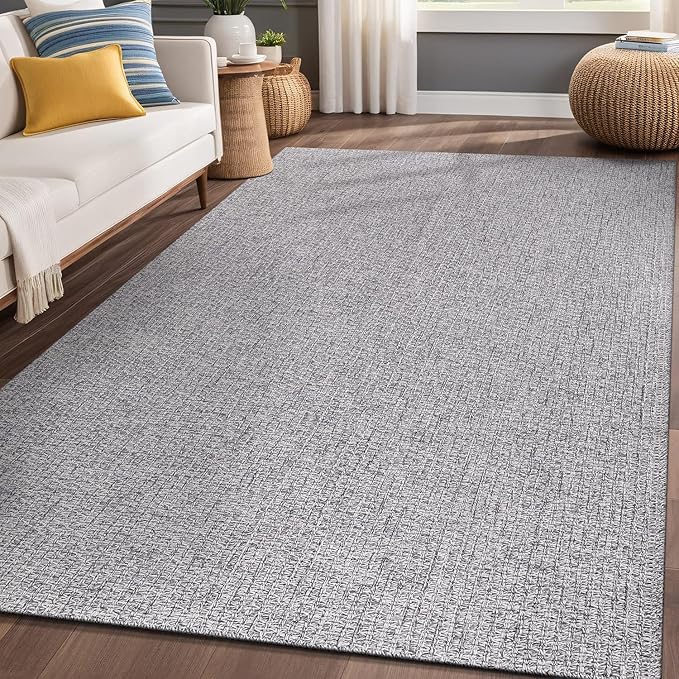 Easy Jute Rugs 6x9 Gray Color Living Room Indoor Outdoor Area Rug for Farmhouse Patio and Kitchen Rug High Traffic Washable Easy to Clean Solid Boho Woven Design Outside Carpet (6 x 9)