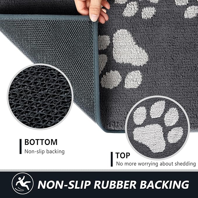 Timo Indoor Door Mat, Front Door Mat 32"x40" Non-Slip Rubber Backing Absorbent Resist Dirt Entrance Rug, Washable Low-Profile Inside Entry Door Rugs for Entryway, Dog Door Mats, Grey