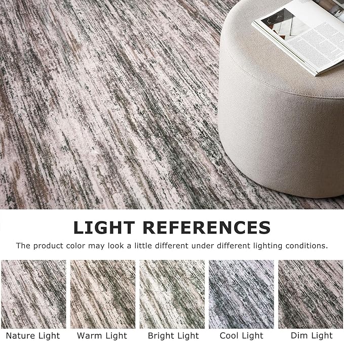 3x5 Modern Abstract Area Rug for Entryway, Brown Green Black White Super Soft Washable Rug with Non-Slip, Low-Pile Door Mat Indoor for Living Room Bedroom, Carpet with Non-Shedding