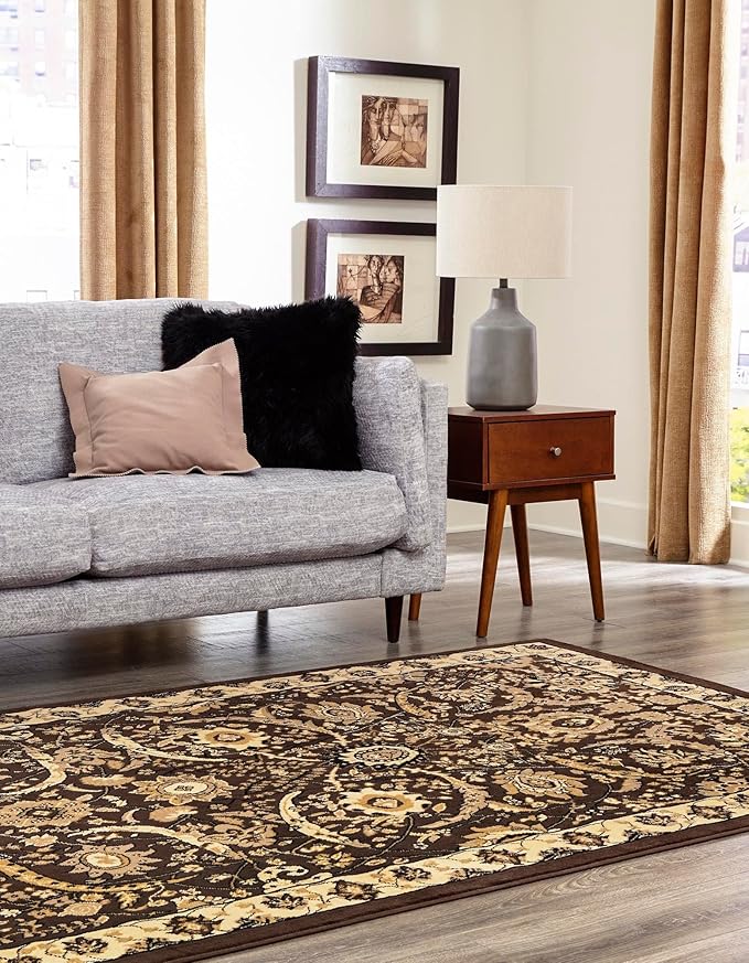 Unique Loom Espahan Collection Area Rug - Cape Cod (9'x 12' Rectangle, Brown/ Beige)