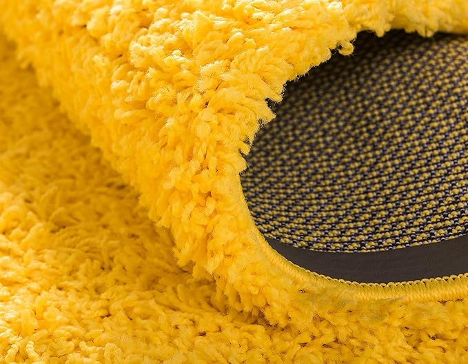 Unique Loom Solid Shag Collection Area Rug (2' 6" x 19' 8" Runner, Tuscan Sun Yellow)