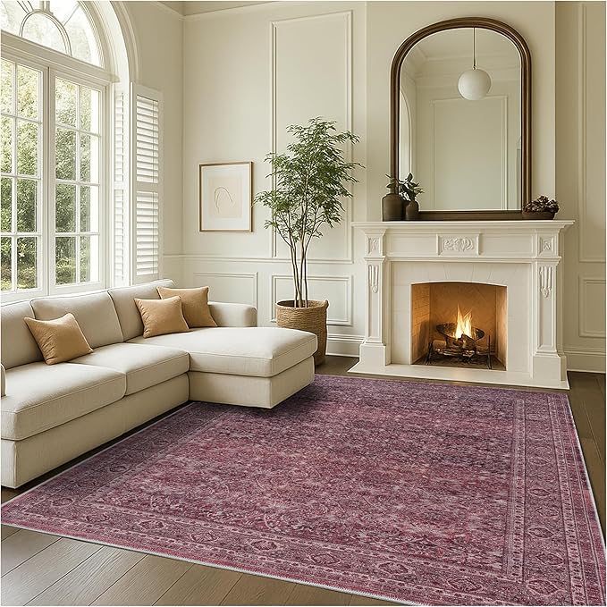 Fame Rugs Turkish Rug. Washable Vintage Oriental Antique Inspired Traditional Doormat Small Modern Area Rugs Luxury Entryway Entry Bedroom Bathroom Kitchen (395RR, 2' x 3')
