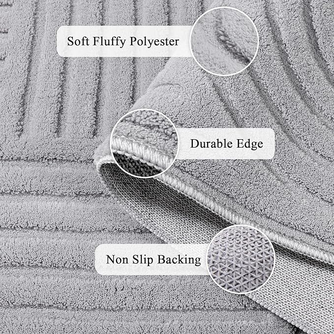 SHACOS Soft Cozy Fluffy Arch Pattern High Low Pile Area Rugs 6'x9' Large Non Slip Washable Modern Geometric Rug Scandinavian Minimalist Carpet for Living Room Bedroom Dining Room, Light Grey