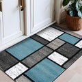 Rugshop Contemporary Modern Boxes for Home Office,Living Room,Bedroom,Kitchen Non Shedding Area Rug 2'7" x 4' Blue