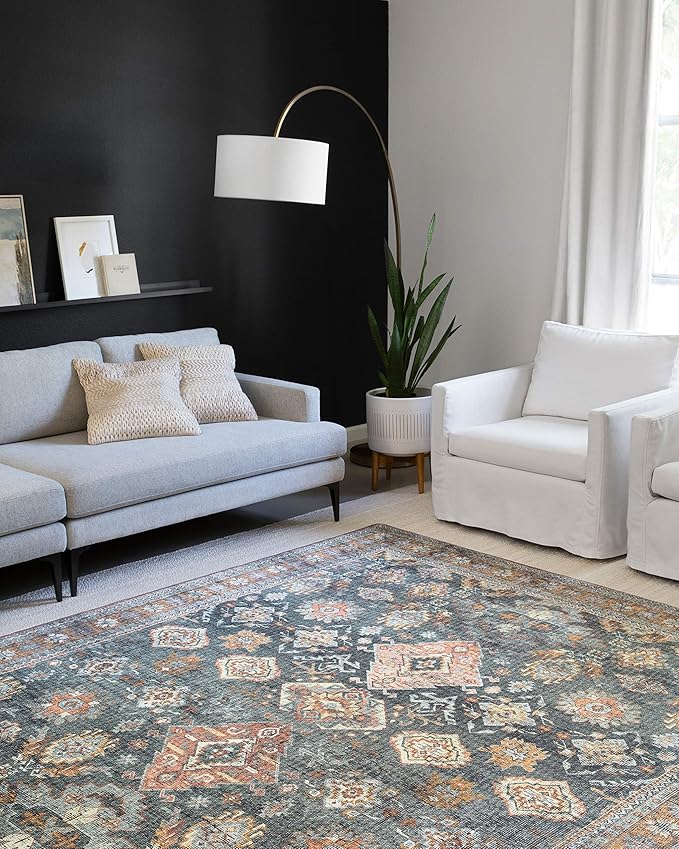 Loloi Skye Collection SKY-10 Sea/Rust 6'-0" x 6'-0" Round Area Rug