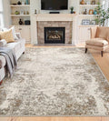 5x8 Washable Area Rugs - Modern Abstract Rugs for Living Room Non-Slip Low Pile Soft Machine Washable Carpet for Bedroom, Dining Room, Nursery, Home Office, Farmhouse (5'x8' Brown Grey)