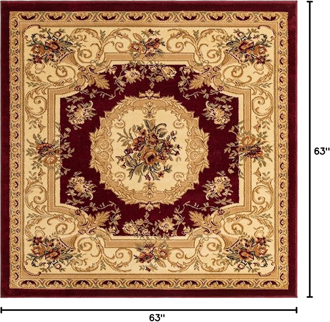 Rugs.com Chateau Collection Rug - 5 Ft Square Red Medium Pile Rug