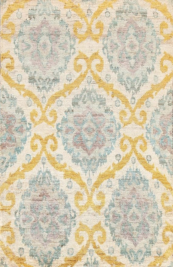 Rug Source Transitional Collection 5x8 Oushak Area Rug, Hand Knotted Beige & Ivories All-Over Rug, Oriental Jute Carpet for Bedroom, Living Room, Dining Room