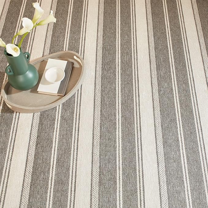 Dash & Albert Bowman Stripe Grey Machine Washable Rug, 4 X 6 Feet, Grey Stripe Pattern