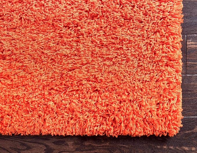 Unique Loom Solid Shag Collection Area Rug (8' x 11' Rectangle, Tiger Orange)