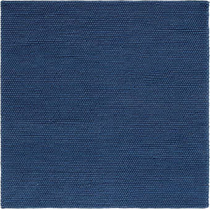 SAFAVIEH Natura Collection Area Rug - 6' Square, Navy & Blue, Handmade Wool Blend, Textured Design, Ideal for Living Room, Bedroom, Dining Space (NAT620M)
