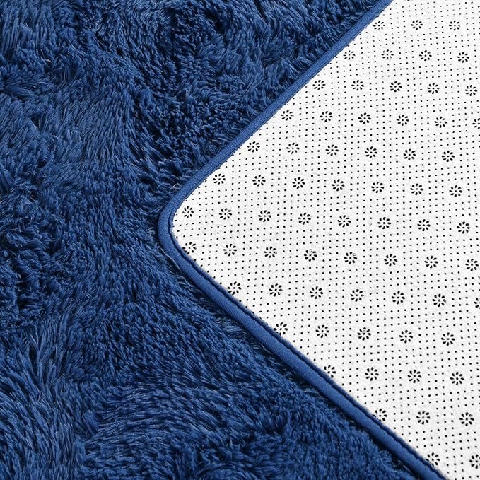 Large Shag Area Rugs 6 x 9, Plush Fuzzy Rugs for Living Room, Ultra Soft Fluffy Furry Rug for Bedroom, Indoor Carpet Nursery Rugs for Kids Room Home Decor, Navy Blue