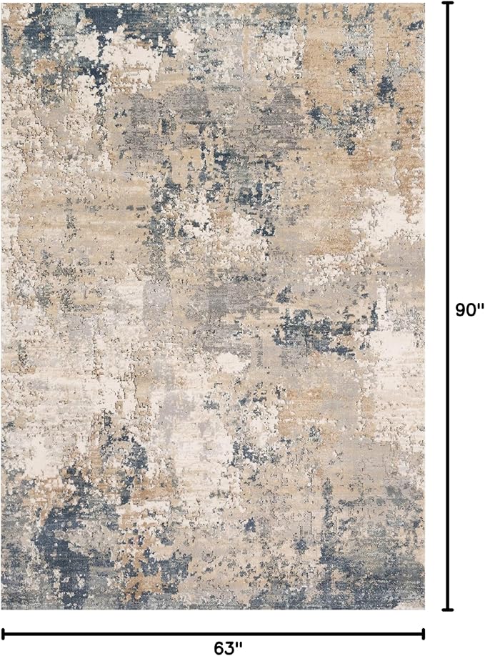 Loloi Teagan Collection TEA-06 Sand/Mist 5'-3" x 7'-6" Area Rug, Large, Soft Neutral Rug, High-Traffic for Living Room, Bedroom, Home Office, Dining Area