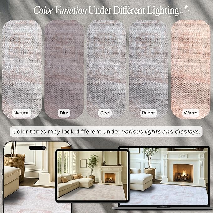 Fame Rugs Turkish Rug. Washable Vintage Oriental Antique Inspired Traditional Doormat Small Modern Area Rugs Luxury Entryway Entry Bedroom Bathroom Kitchen (405CB, 2'5 x 9'8)