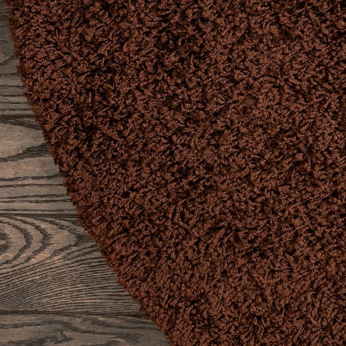 Unique Loom Solid Shag Collection Area Rug (8' x 10' Oval, Chocolate Brown)