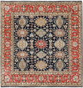 Black Vegetable Dyes Wool Soft Pile Karjihooz Design with All Over Pattern Hand Knotted Square Oriental Rug (8'x8')