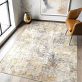 3X5 Rug Washable Area Rugs: Abstract Modern Soft Stain Resistant Indoor Floor Non Slip Throw Carpet for Entryway Living Room Closet Front Door Kitchen Bedroom Bedside Office Dorm- Gray Gold