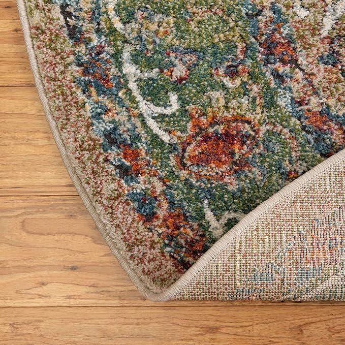 Unique Loom Isabella Collection Area Rug - Rossellini (4' x 6' Oval, Green/ Blue)