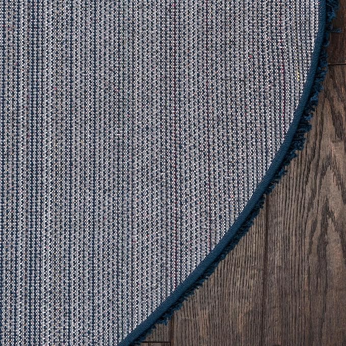 Unique Loom Solid Shag Collection Area Rug (5' 1" Round, Sapphire Blue/ Navy Blue)