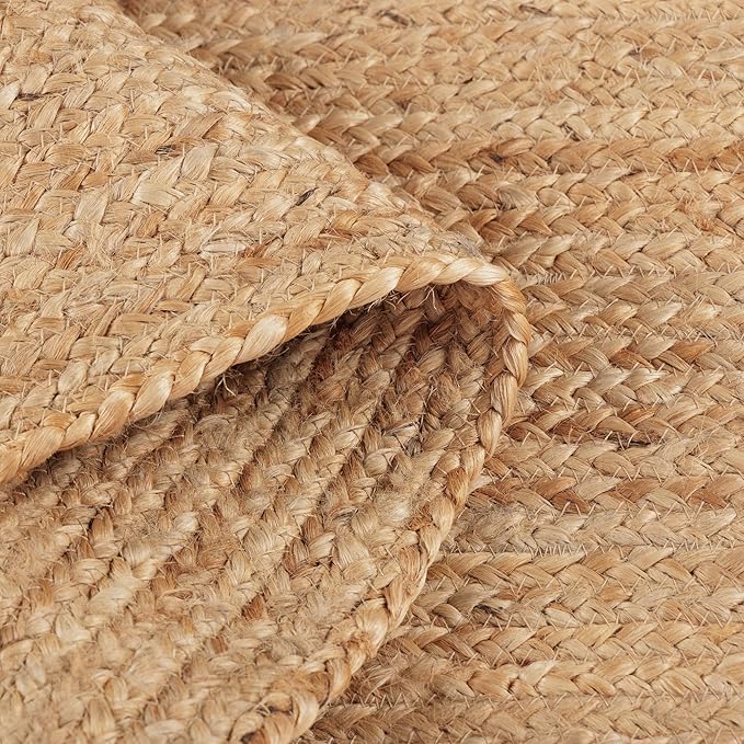 REDEARTH · Area Runner Rug - 2'x6' Braided Natural Jute with Non-Skid Backing - Handwoven Rectangular Boho Rug for Bedroom, Kitchen, Living Room - Farmhouse Aesthetic Home Decor - Handmade Carpet