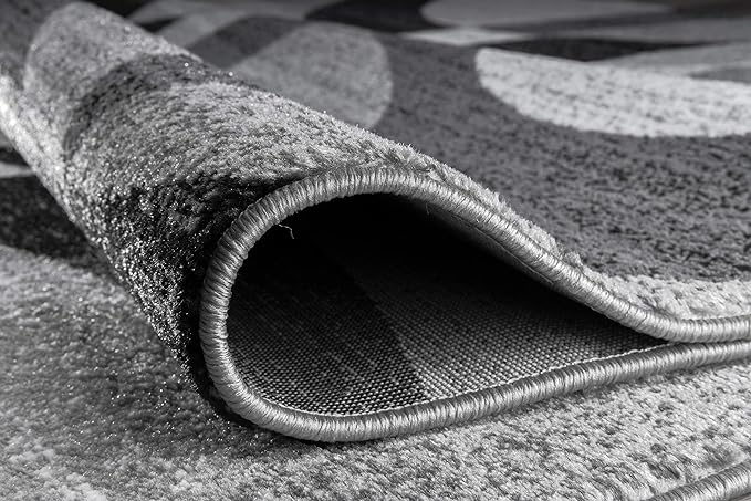 Rugshop Gray Modern Geometric Area Rug, Abstract Circles, High-Traffic, Non-Shedding, for Living Room, Bedroom and Home Office, 5'3" x 7'3"