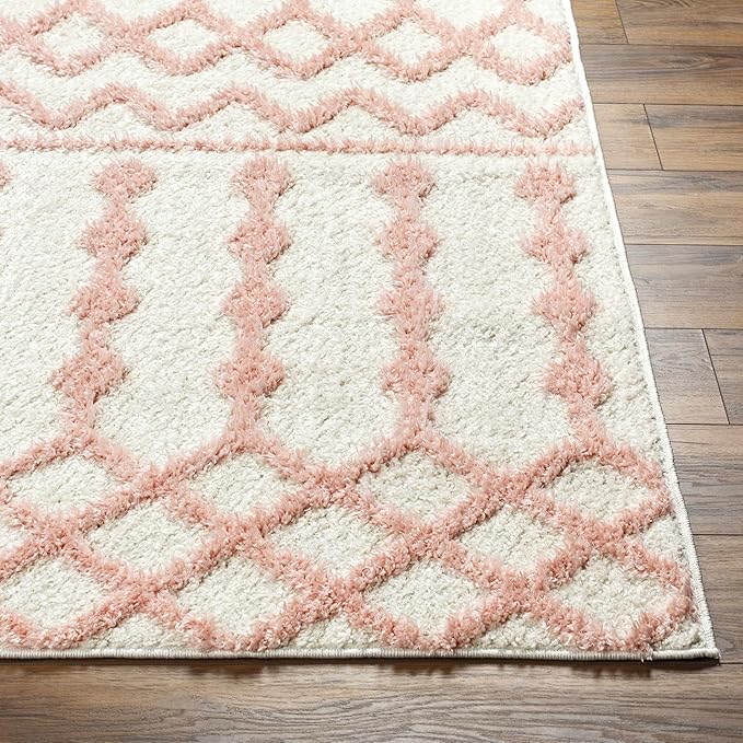 Hauteloom Darva Living Room, Bedroom Area Rug - Contemporary - Plush Pile - Pink - 6'7" x 9'