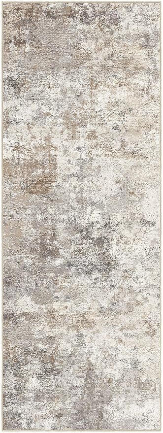 2X6 Washable Runner Rug for Hallway: Soft Neutral Modern Abstract Area Rug - Non-Slip Low Pile Long Throw Indoor Carpet for Kitchen Entryway Kitchen Bedroom Laundry Bathroom - Brown Grey