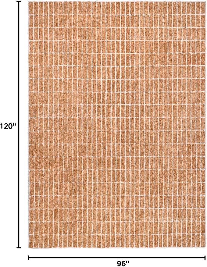 Hand-Tufted 100% Wool Area Rug – Unique Modern Geometric Grid Pattern, Soft Plush Textured Carpet for Living Room, Bedroom, Dining Room & Entryway (Gold, 2.6' x 8')