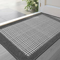 LUMI Inside Door Mat for Entry 24''x36'', Absorbent, Dirt Trapper, Low Profile Thin, Non Slip Mats with Rubber Backing, Ideal for Indoor, High Traffic, Garage, Entrance, Checkered Grey